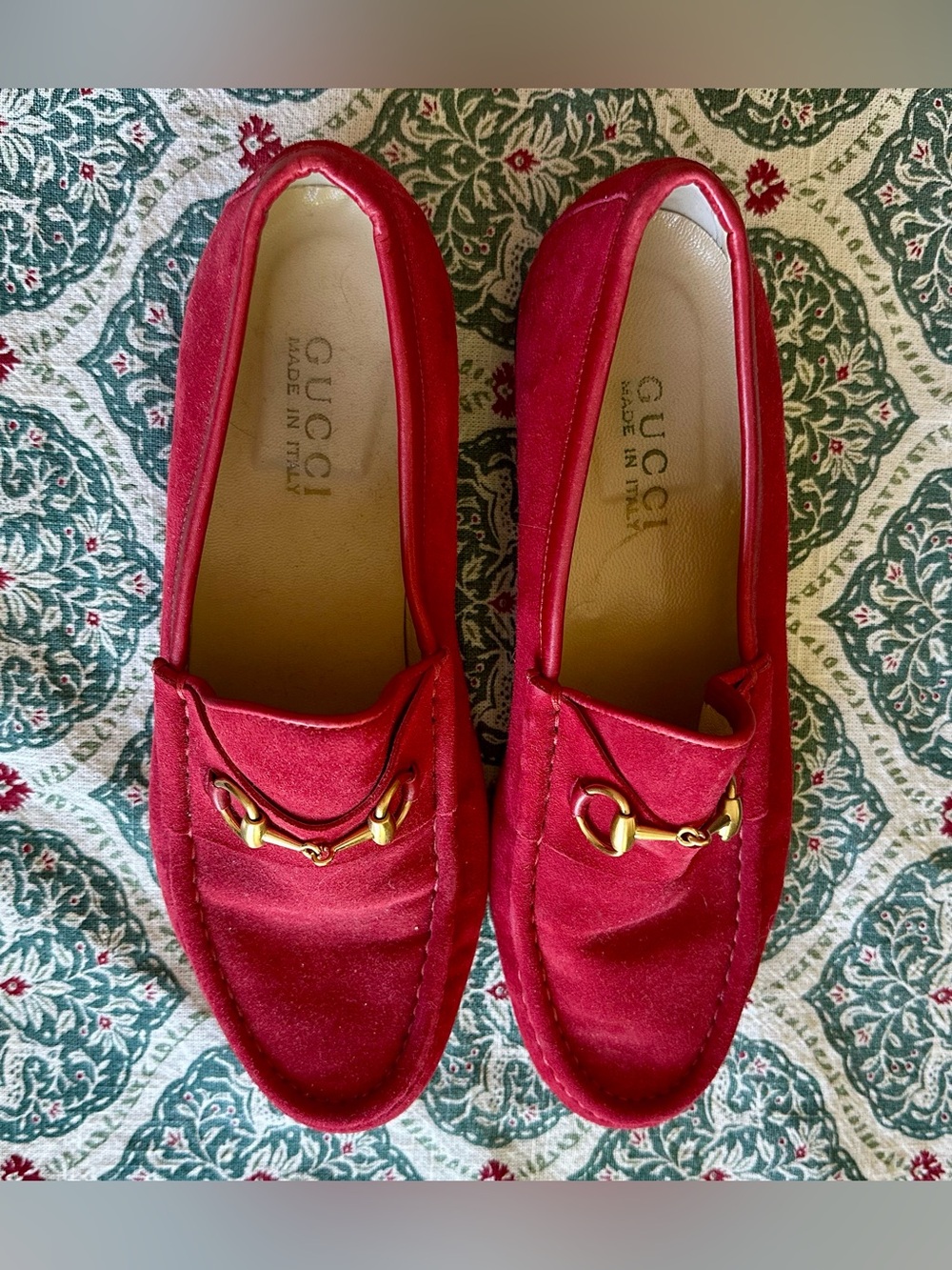 Gucci Women's Red suede Horsebit Loafers 1980s